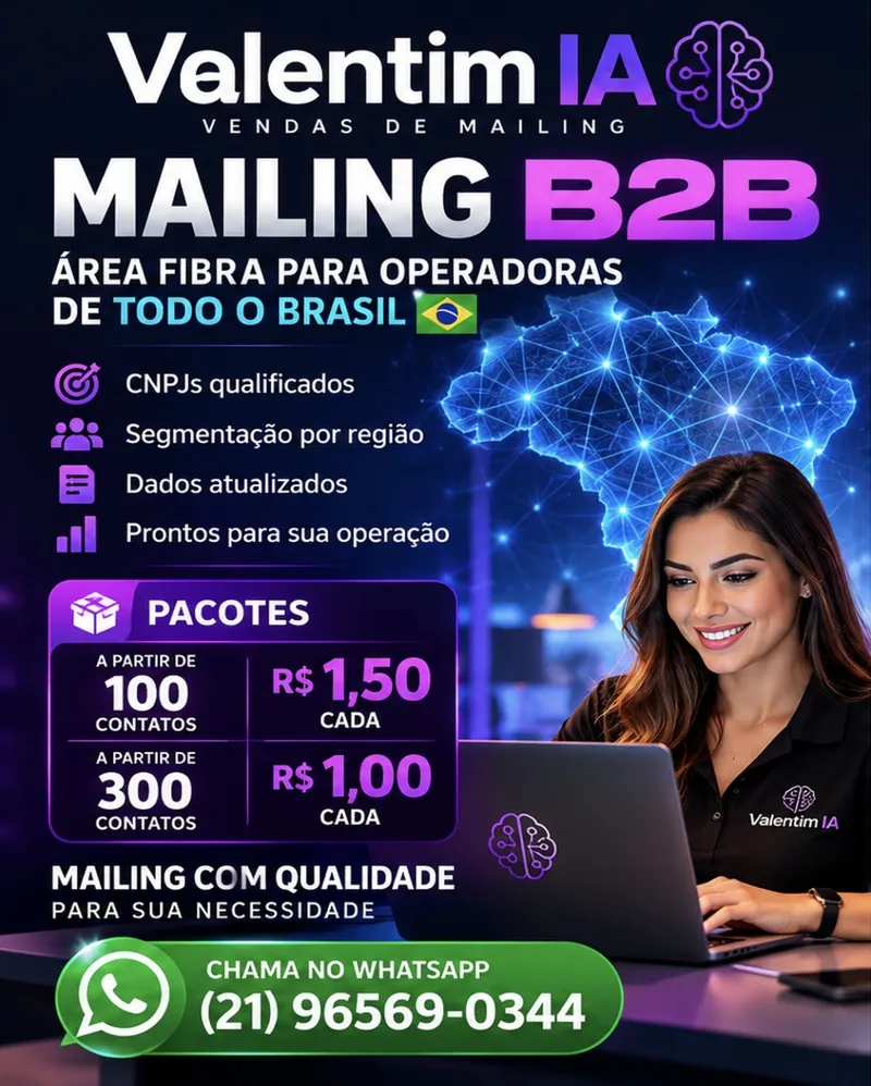 Anúncio do Mailing B2B da Valentim IA